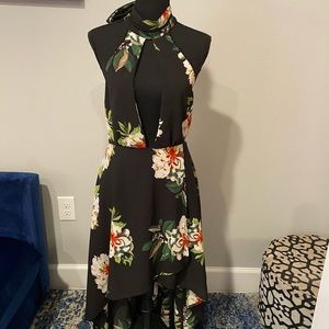 Black Halter Flower Dress